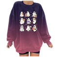 thumbnail image 1 of Towmus Women's Halloween Sweatshirt Doll Reading Books Sweatshirt Cute Graphic Funny Pumpkin Print Pullover Tops University T Shirt Funny Party Clothes, 1 of 6