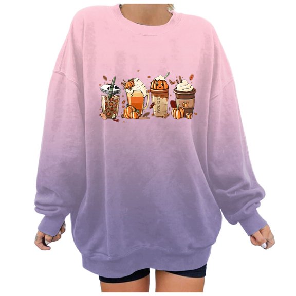 Towmus Women's Halloween Sweatshirt Doll Reading Books Sweatshirt Cute Graphic Funny Pumpkin Print Pullover Tops University T Shirt Funny Party Clothes