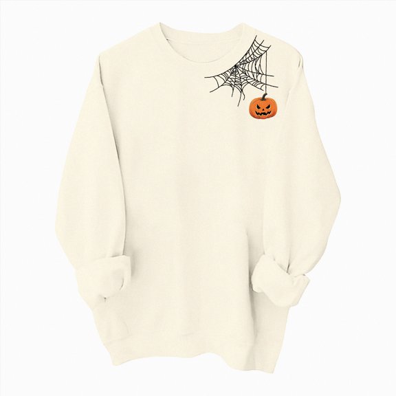 Towmus Women's Halloween Sweatshirts Casual Crewneck Long Sleeve Pumpkin Graphic Sweatshirt Fall Pullover Tops