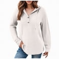 thumbnail image 1 of Towmus Women's Hoodie Oversized Waffle Knit Tops Henley Casual Shirts Long Sleeve Button V Neck Solid Color Casual Tunic Sweatshirt S-5XL, 1 of 7