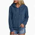 thumbnail image 1 of Towmus Women's Hoodie Sweatshirt Long Sleeve Half Button Closure Drawstring Hooded Fall Pullover Tops, 1 of 6