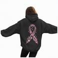 thumbnail image 1 of Towmus Women's Letter Graphic Print Pink Ribbon Montage Cancer Word Cloud Hoodie Sweatshirts, 1 of 8