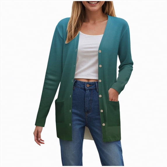 Towmus Women's Lightweight Cardigan Sweaters Loose Cardigan Solid Color Shirt Casual Long Sleeved Slim Fit Sweaters With Pockets