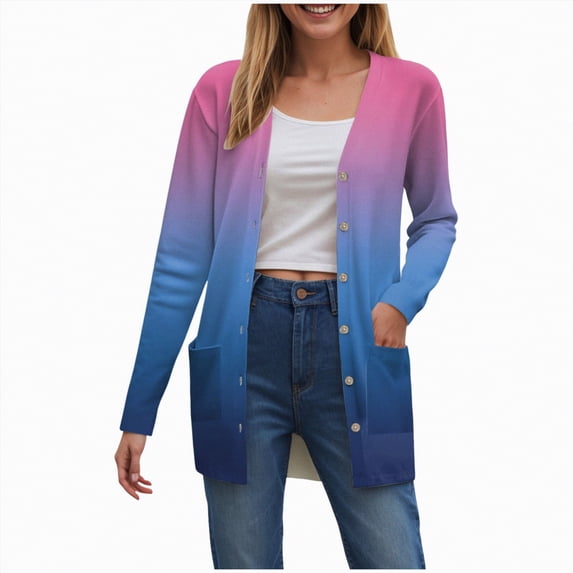 Towmus Women's Lightweight Cardigan Sweaters Loose Cardigan Solid Color Shirt Casual Long Sleeved Slim Fit Sweaters With Pockets