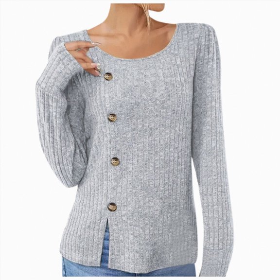 Towmus Women's Long Sleeve Shirts Fall Sweaters Lightweight Casual Tunic Tops Crew Neck Fashion Clothes