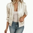 thumbnail image 1 of Towmus Women's Metallic Bomber Jacket Lightweight Zip Up Long Sleeve Fashion Jacket Outwear, 1 of 4