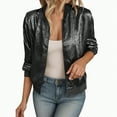 thumbnail image 1 of Towmus Women's Metallic Bomber Jacket Lightweight Zip Up Long Sleeve Fashion Sweatshirts Outwear XS-5XL, 1 of 4