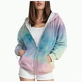 thumbnail image 1 of Towmus Women's Novelty Print Zip Up Hoodies Drawstring Gradient Hooded Sweatshirt Long Sleeve Cute Tops With Pocket XS-6XL, 1 of 6