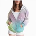 thumbnail image 1 of Towmus Women's Novelty Print Zip Up Hoodies Long Sleeve Cute Tops With Pocket Drawstring Gradient Hooded Sweatshirt XS-6XL, 1 of 5