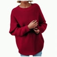 thumbnail image 1 of Towmus Women's Oversized Sweaters Batwing Sleeve Mock Neck Jumper Tops Chunky Knit Pullover cute Sweater, 1 of 5