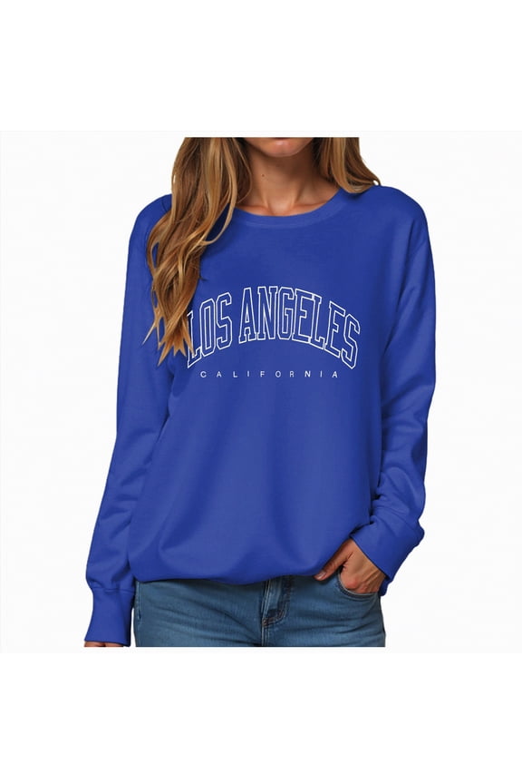 Women's Oversized Sweatshirt Los Angeles California Casual Long Sleeve Raglan Shirts Cool Letter Print Pullover Tops