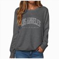 thumbnail image 1 of Towmus Women's Oversized Sweatshirt Los Angeles California Casual Long Sleeve Raglan Shirts Cool Letter Print Pullover Tops, 1 of 5