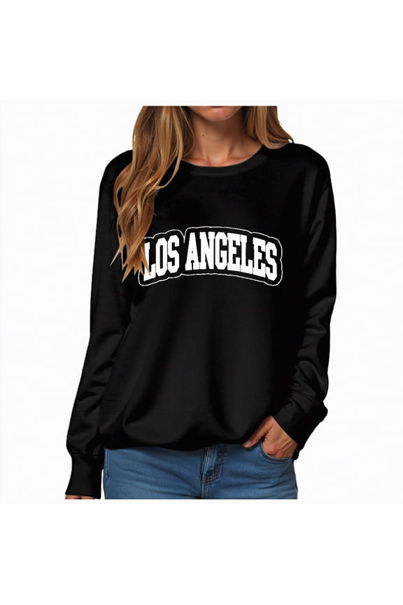 Women's Oversized Sweatshirt Los Angeles California Oversized Crewneck Pullover Hoodies Casual Knit Graphic Casual Tops Sweater