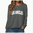 thumbnail image 1 of Towmus Women's Oversized Sweatshirt Los Angeles California Oversized Crewneck Pullover Hoodies Casual Knit Graphic Casual Tops Sweater, 1 of 5