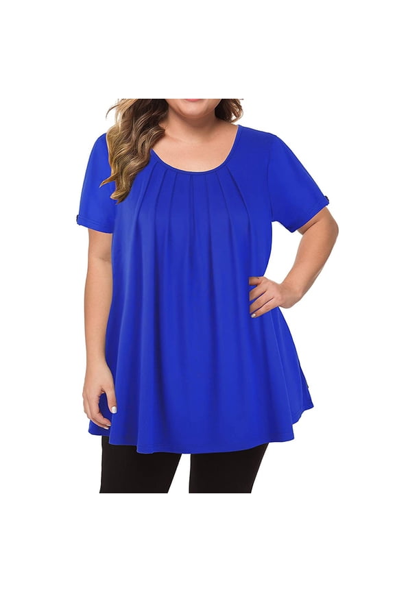 Women's Plus Size Tops Short Sleeve Flowy Blouses Casual Shirts Tunic Tops