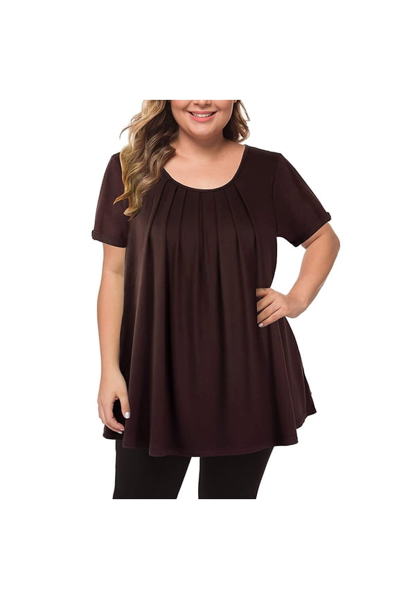 Women's Plus Size Tops Short Sleeve Flowy Blouses Casual Shirts Tunic Tops