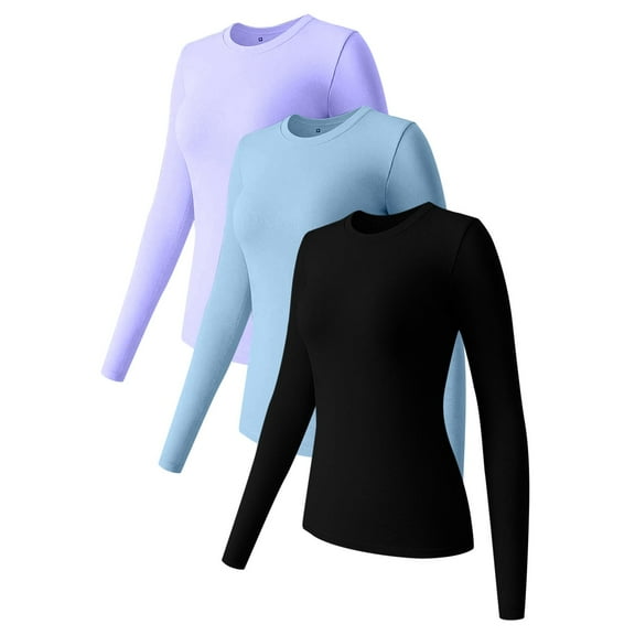 Towmus Women's Sexy Open Back Long Sleeve Shirts High Neck Double Lined Tees Fitted Going Out Basics Tops