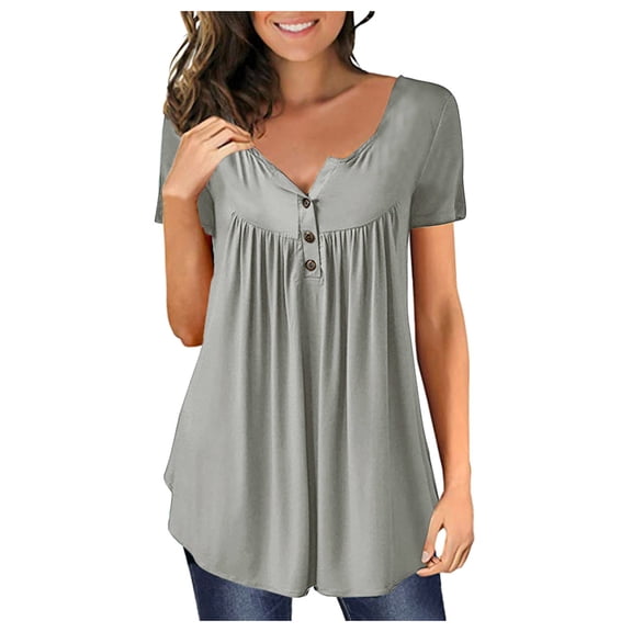 Towmus Women's Square Neck Tops Ruffle Trim Sleeve T-Shirts Summer Tops for Women