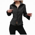 thumbnail image 1 of Towmus Women's Striped Button Down Shirts Flare Sleeve Slim Fit Blouses V Neck Collared Y2k Crop Tops Streetwear, 1 of 6