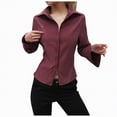 thumbnail image 1 of Towmus Women's Striped Button Down Shirts Flare Sleeve Slim Fit Blouses V Neck Collared Y2k Crop Tops Streetwear, 1 of 9