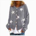 thumbnail image 1 of Towmus Women's Sweaters Cropped Cardigan Tops Sweaters Artistic Floral Print Cable Knit Sweater Outwear, 1 of 4