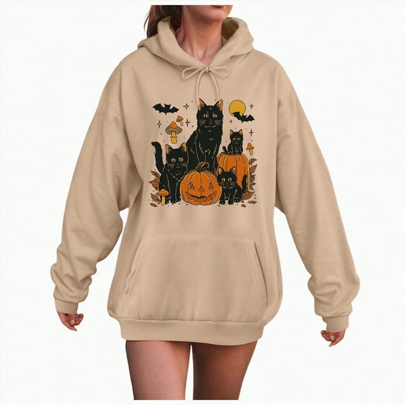 Towmus Women's Sweatshirt Graphic Hoodies Drawstring Hoodie Women Casual Long Sleeve Loose Pullover Tops With Pocket