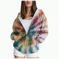 thumbnail image 1 of Towmus Women's Tie-Dye Zip Up Hoodies Gradient Printed Sweatshirts Drawstring Long Sleeve Casual Oversized Pullover Sweatshirt Y2K Clothes XS-6XL, 1 of 5