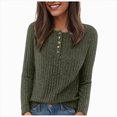 thumbnail image 1 of Towmus Women's V Neck Sweaters Solid Color Long Sleeve Pullover Tops Button Knit Sweater Fashion Daily Tops, 1 of 6