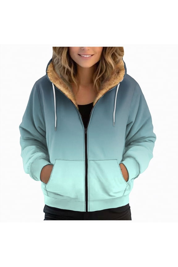 Women's Winter Warm Fleece Jackets Thick Warm Lined Zip up Hoodies Heavyweight Sweatshirt Coat