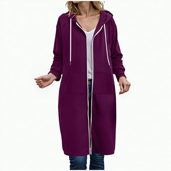 Towmus Women's Zip Up Hoodies Oversized Long Sleeve Sweatshirts Casual Fall Coat with Pocket S-5XL