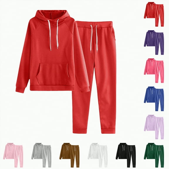 Towmus Womens 2 Piece Set Casual Tracksuit Running Sportswear Fashion Long Sleeve Pullover Tops Hoodies Sweatshirt Fall Winter Sets