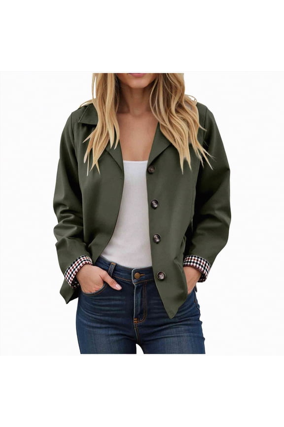 Womens Blazers for Work Casual Lapel Short Trench Coats Suit Jackets Solid Color Single Breasted Open Front Fall Outerwear