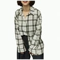 thumbnail image 1 of Towmus Womens Button Down Flannel Shirts Oversized Long Sleeve Plaid Shackets Business Casual Blouse Fall Tops, 1 of 8