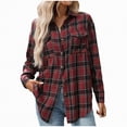 thumbnail image 1 of Towmus Womens Button Down Flannel Shirts Plus Size Fashion Long Sleeve Plaid Shackets Business Casual Blouse Tops, 1 of 8