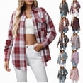 thumbnail image 1 of Towmus Womens Button Down Flannel Shirts Plus Size Fashion Long Sleeve Plaid Shackets Business Casual Blouse Tops, 1 of 9