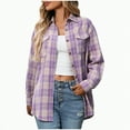 thumbnail image 1 of Towmus Womens Button Down Flannel Shirts Plus Size Fashion Long Sleeve Plaid Shackets Business Casual Blouse Tops, 1 of 8