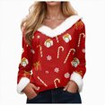 thumbnail image 1 of Towmus Womens Christmas Casual Print Sweatshirt Long Sleeve V Neck Fall Pullover Tops Fashion Tunic Dressy, 1 of 4