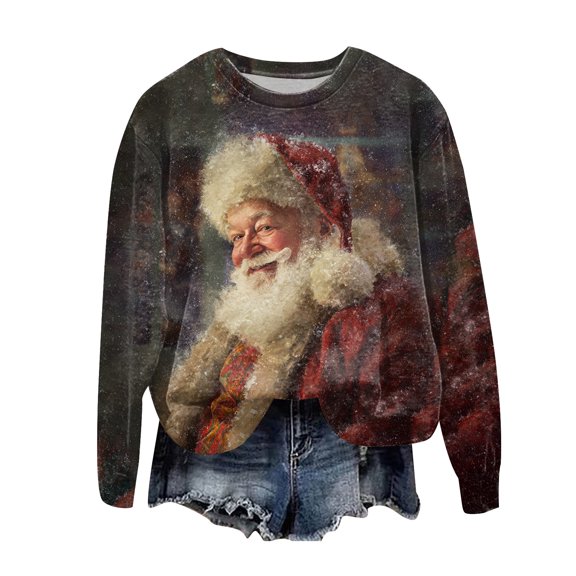 Towmus Womens Christmas Sweatshirts Casual Long Sleeve Cute Crewneck Graphic Sweatshirt Loose Fit Fall Pullover Tops