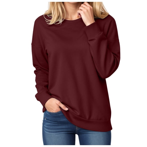 Towmus Womens Crew neck Sweatshirts for Women Casual Long Sleeve Sweatshirt Relaxed Fit Tops