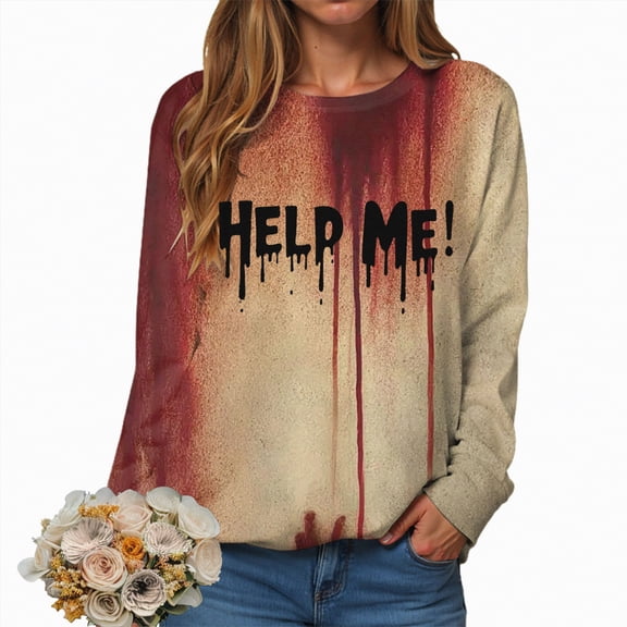 Towmus Womens Crewneck Halloween Sweatshirts Casual Long Sleeve Cute Graphic Sweatshirt Loose Fit Fall Pullover Tops