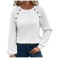 thumbnail image 1 of Towmus Womens Fall Long Sleeve Tunic Tops Lace Patchwork Blouses Pullover Sweaters Casual Crew Neck Dressy Shirts, 1 of 6