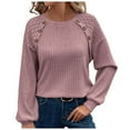 thumbnail image 1 of Towmus Womens Fall Long Sleeve Tunic Tops Lace Patchwork Blouses Pullover Sweaters Casual Crew Neck Dressy Shirts, 1 of 6