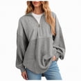thumbnail image 1 of Towmus Womens Fall Sweatshirt Casual Waffle Knit Half Zip Pullover Loose Long Sleeve Tops, 1 of 4
