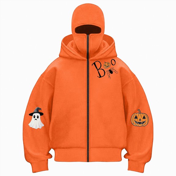 Towmus Womens Funny Balaclava Hoodie Casual Long Sleeve Zip Up Double Sweatshirt Halloween Clothes Fall Graphic Pullover Tops