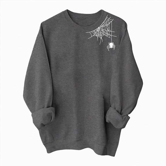 Towmus Womens Funny Long Sleeve Print Graphic Crewneck Sweatshirts Pullover Tops Casual Solid Color Oversized Outerwear S-2XL