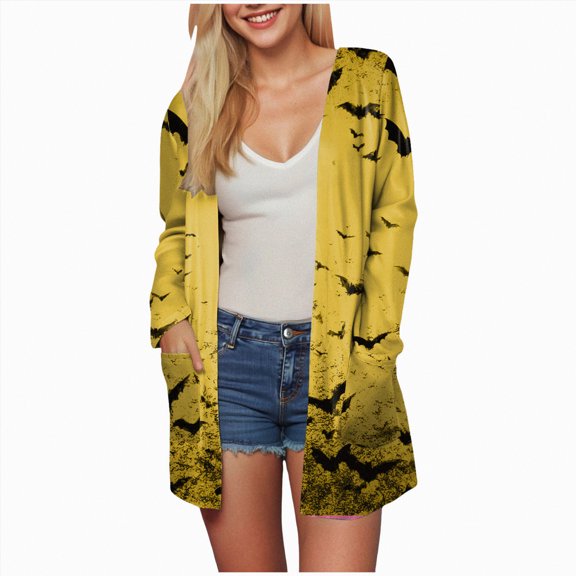 Towmus Womens Halloween Cardigan Casual Long Sleeve Fall Open Front Clothes Cardigan Sweaters Outwear
