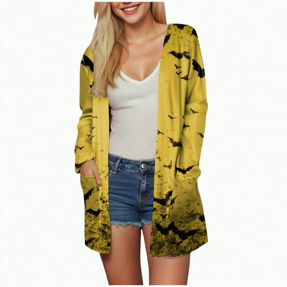 Towmus Womens Halloween Cardigan Casual Long Sleeve Fall Open Front Clothes Cardigan Sweaters Outwear