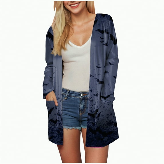 Towmus Womens Halloween Cardigan Casual Long Sleeve Fall Open Front Clothes Cardigan Sweaters Outwear