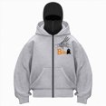 thumbnail image 1 of Towmus Womens Halloween Pumpkin Print Balaclava Zip-Up Hoodie Double Layer Hoodie Hip Hop Outerwear Jacket Y2K Clothing, 1 of 5