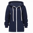 thumbnail image 1 of Towmus Womens Hoodies with Zippers Plus Size Casual Drawstring Solid Long Sleeve Tops Sweatshirts Loose Fall Winter Coat Jacket with Pocket, 1 of 8